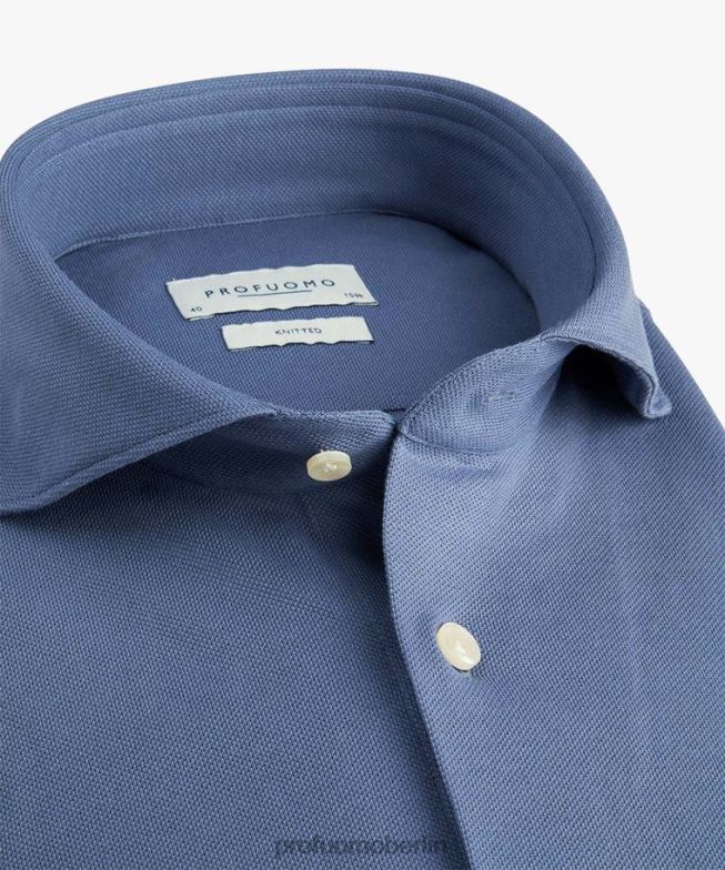 Kleidung de Profuomo Männer gestricktes Hemd Blau BR442141
