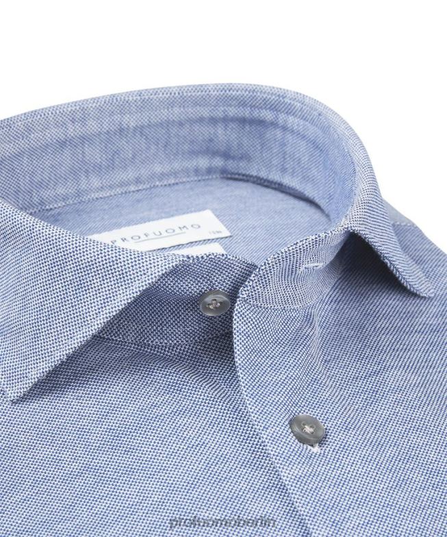Kleidung de Profuomo Männer gestricktes Hemd Blau BR442159