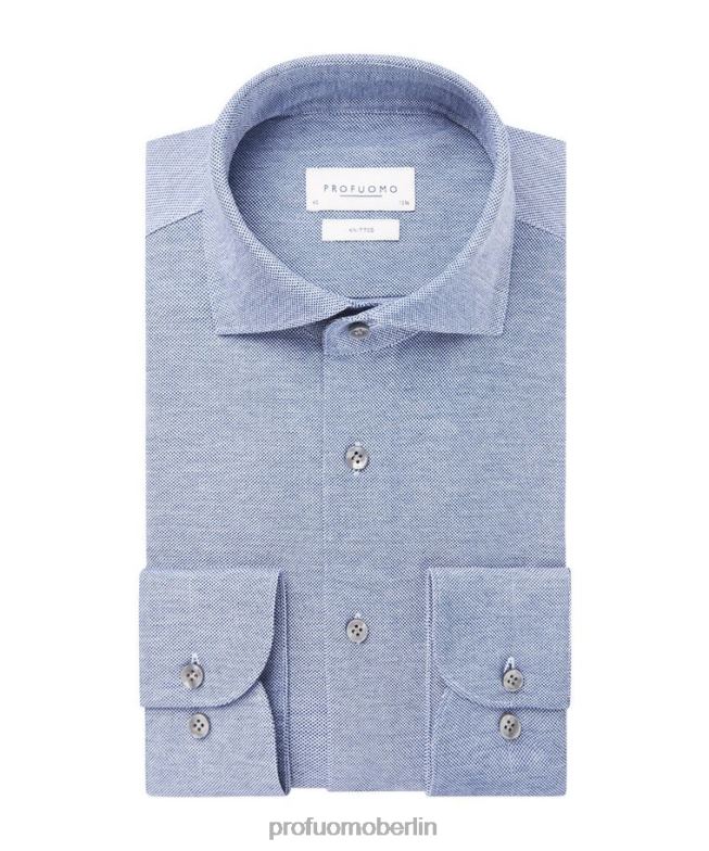 Kleidung de Profuomo Männer gestricktes Hemd Blau BR442159