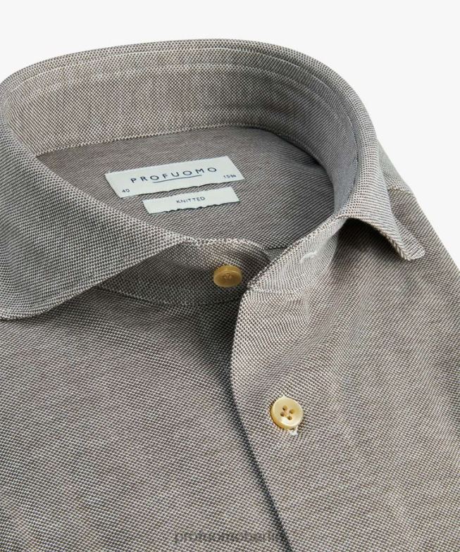 Kleidung de Profuomo Männer gestricktes Hemd Hellbraun BR442142