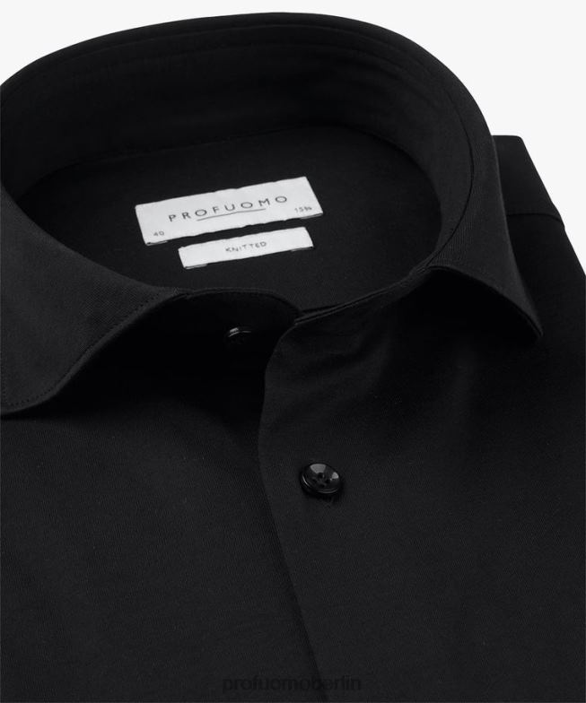 Kleidung de Profuomo Männer gestricktes Hemd Schwarz BR44212