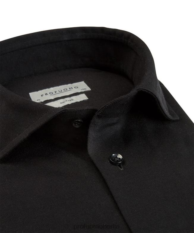 Kleidung de Profuomo Männer gestricktes Hemd Schwarz BR44214