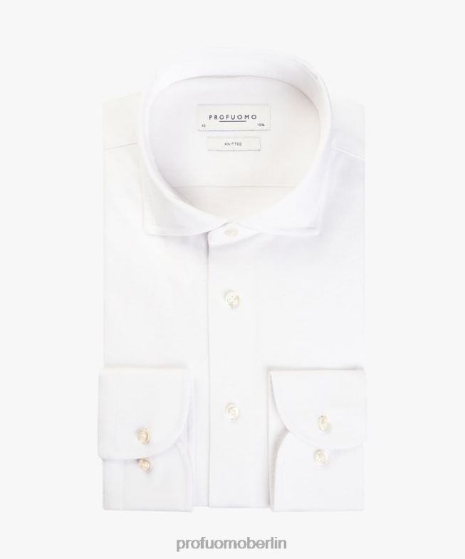 Kleidung de Profuomo Männer gestricktes Hemd Weiß BR44217