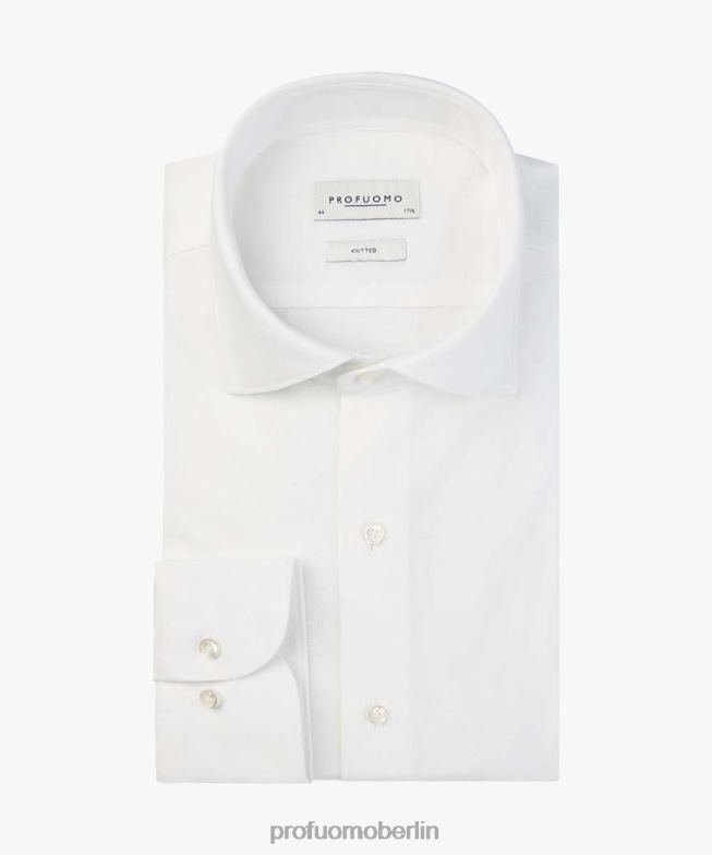 Kleidung de Profuomo Männer gestricktes Hemd Weiß BR44297