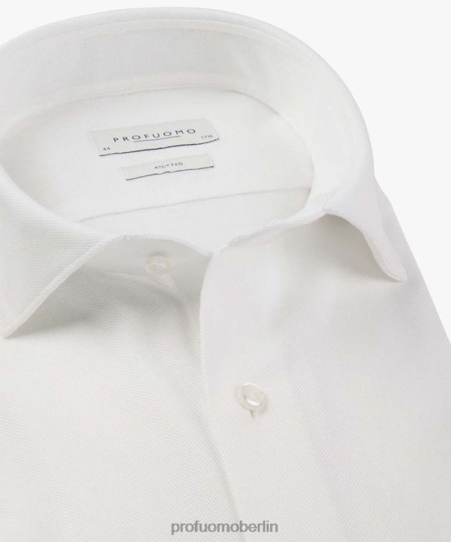 Kleidung de Profuomo Männer gestricktes Hemd Weiß BR44297