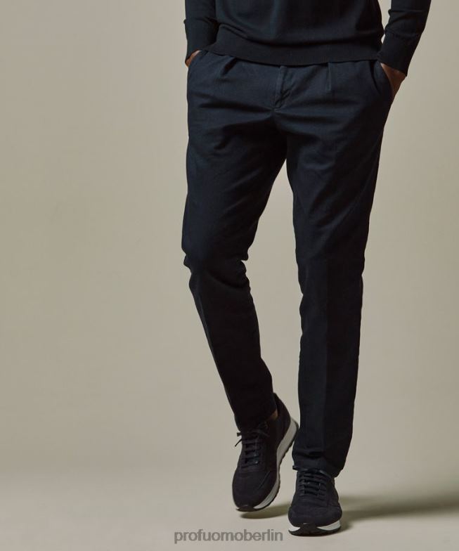 Kleidung de Profuomo Männer Lässige Chinohose mit moderner Passform Marine BR442335