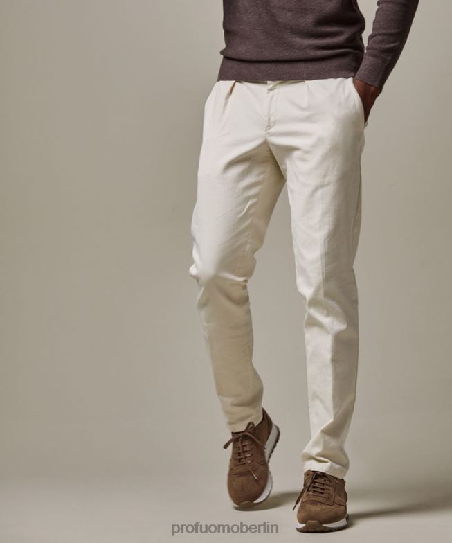 Kleidung de Profuomo Männer Lässige Chinohose mit moderner Passform cremefarben BR442336