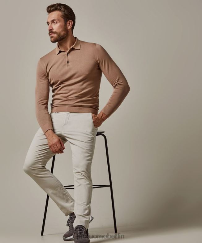 Kleidung de Profuomo Männer Stückgefärbte Chinohose Beige BR442342