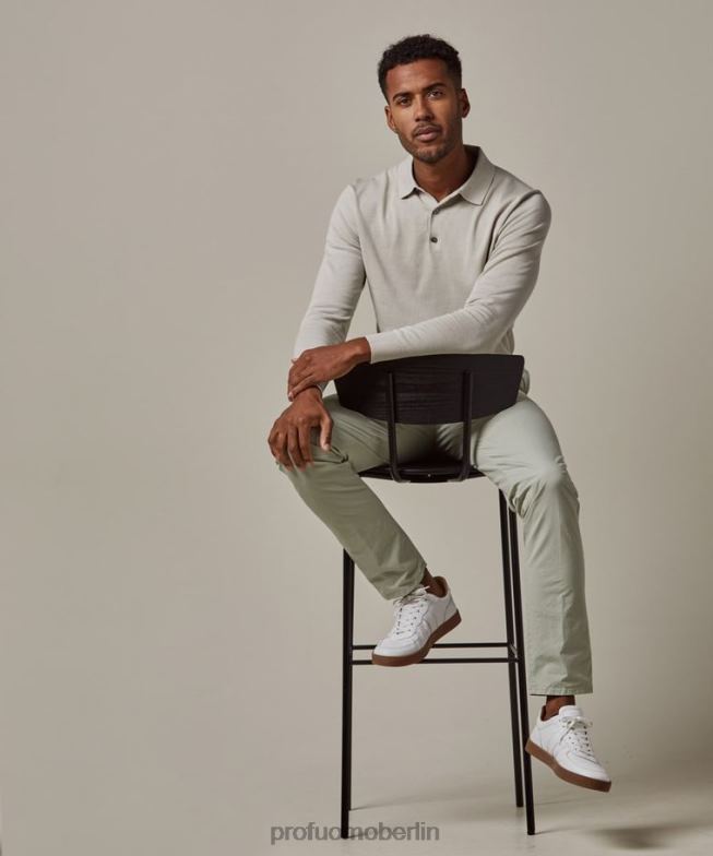 Kleidung de Profuomo Männer Stückgefärbte Chinohose Grün BR442322