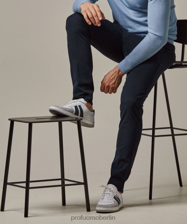 Kleidung de Profuomo Männer Stückgefärbte Chinohose Marine BR442343