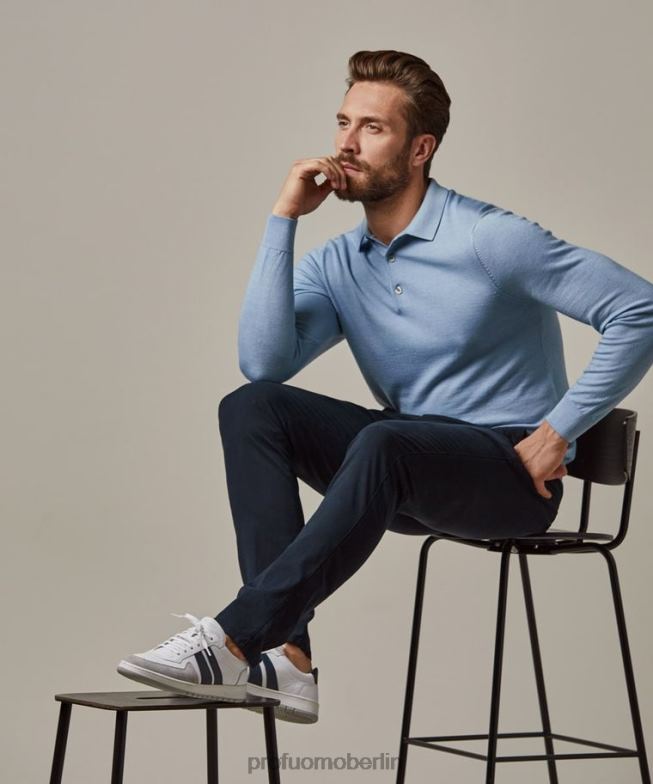 Kleidung de Profuomo Männer Stückgefärbte Chinohose Marine BR442343