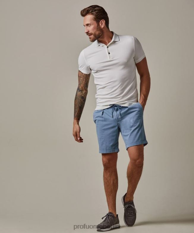 Kleidung de Profuomo Männer Sportcord-Shorts Mittelblau BR442355