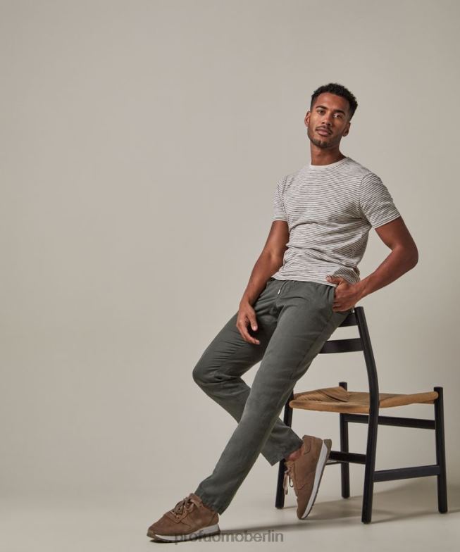 Kleidung de Profuomo Männer Leinen-Sportcord Armee BR442318