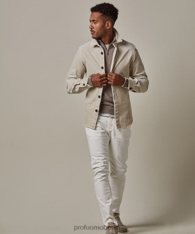 Kleidung de Profuomo Männer Beschichtetes Cord-Overshirt Beige BR442391