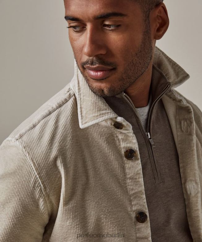 Kleidung de Profuomo Männer Beschichtetes Cord-Overshirt Beige BR442391