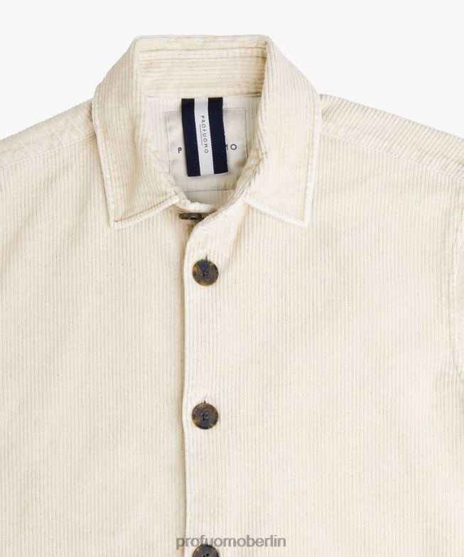 Kleidung de Profuomo Männer Beschichtetes Cord-Overshirt Beige BR442391