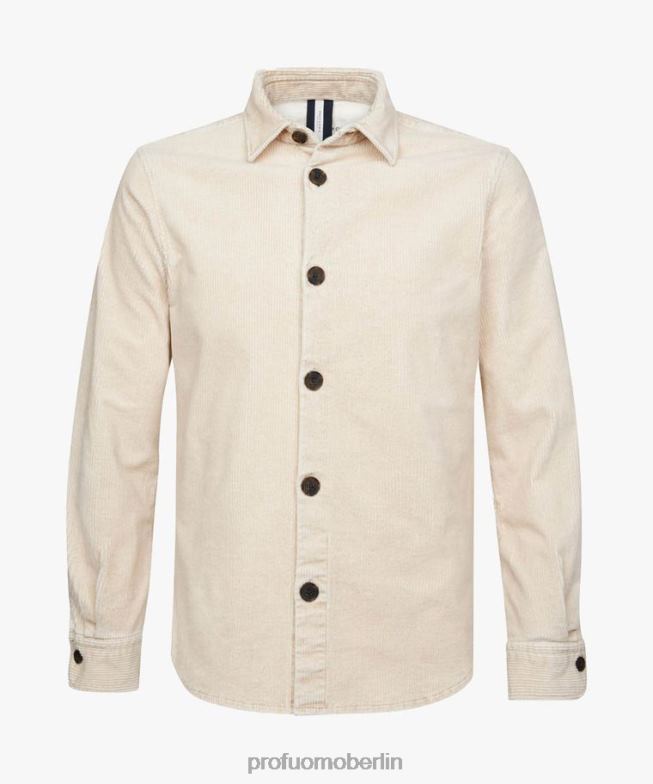 Kleidung de Profuomo Männer Beschichtetes Cord-Overshirt Beige BR442391