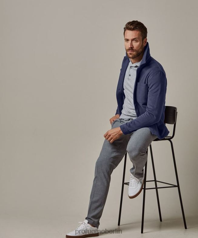 Kleidung de Profuomo Männer Flanell-Overshirt Mittelblau BR442375