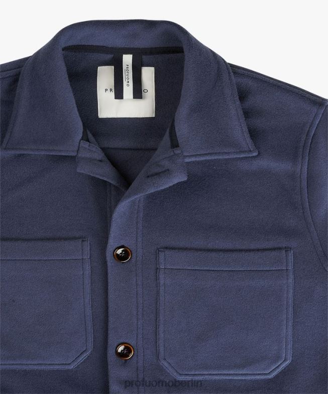 Kleidung de Profuomo Männer Flanell-Overshirt Mittelblau BR442375