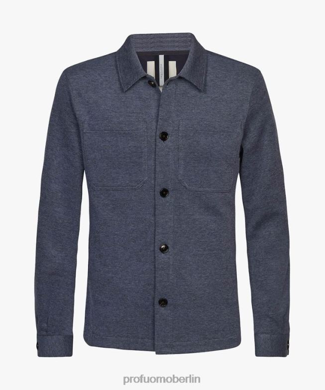 Kleidung de Profuomo Männer Gestricktes Überhemd Blau BR442382