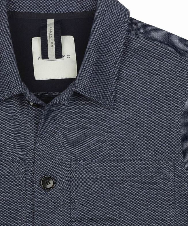 Kleidung de Profuomo Männer Gestricktes Überhemd Blau BR442382