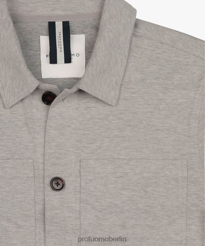 Kleidung de Profuomo Männer Gestricktes Überhemd grau BR442388