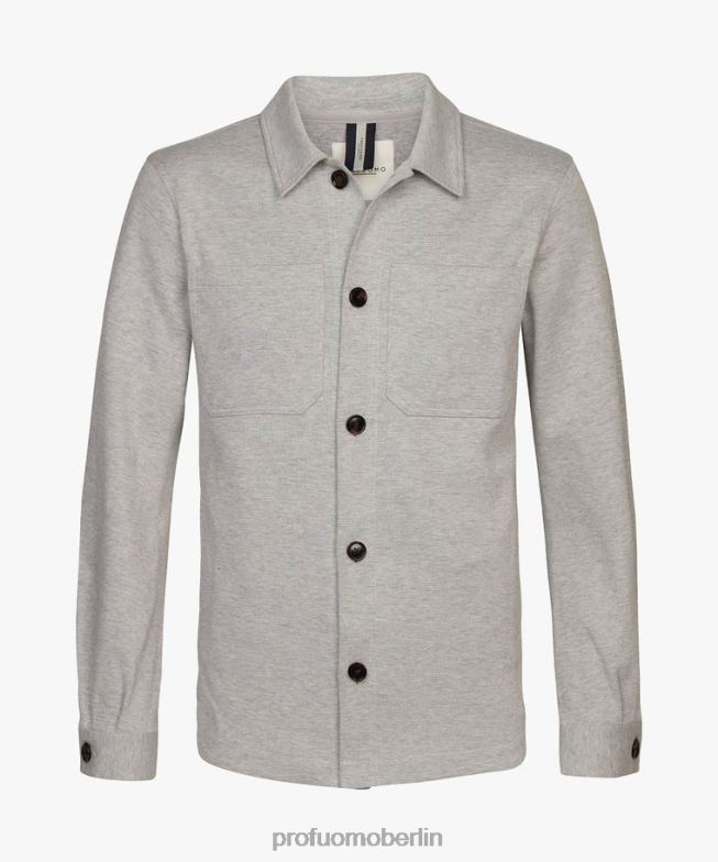 Kleidung de Profuomo Männer Gestricktes Überhemd grau BR442388