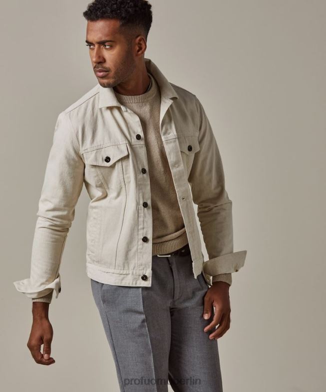 Kleidung de Profuomo Männer Jeansjacke cremefarben BR442378
