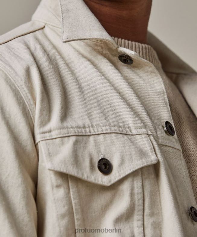 Kleidung de Profuomo Männer Jeansjacke cremefarben BR442378
