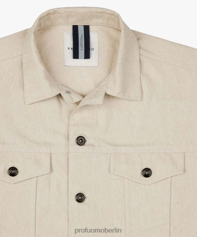 Kleidung de Profuomo Männer Jeansjacke cremefarben BR442378