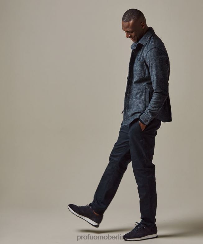 Kleidung de Profuomo Männer Strickhemd aus Wolle Marine BR442386