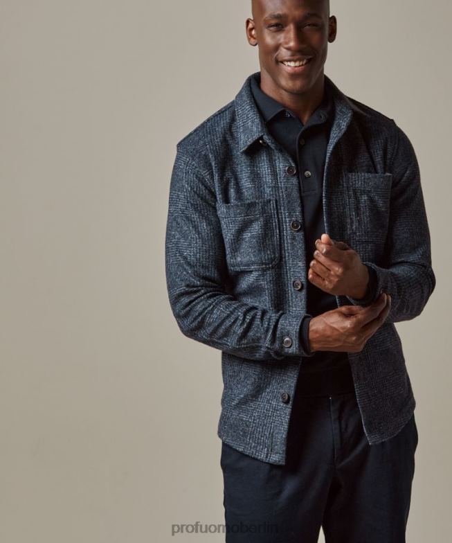 Kleidung de Profuomo Männer Strickhemd aus Wolle Marine BR442386