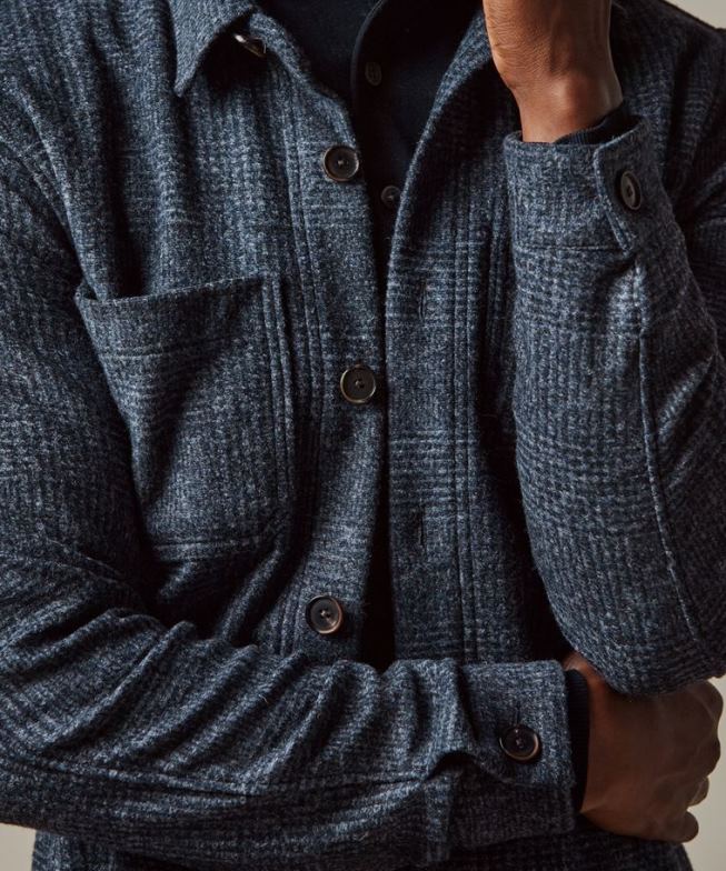 Kleidung de Profuomo Männer Strickhemd aus Wolle Marine BR442386