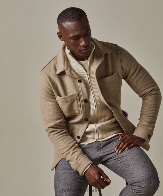 Kleidung de Profuomo Männer Wollhemd Beige BR442384