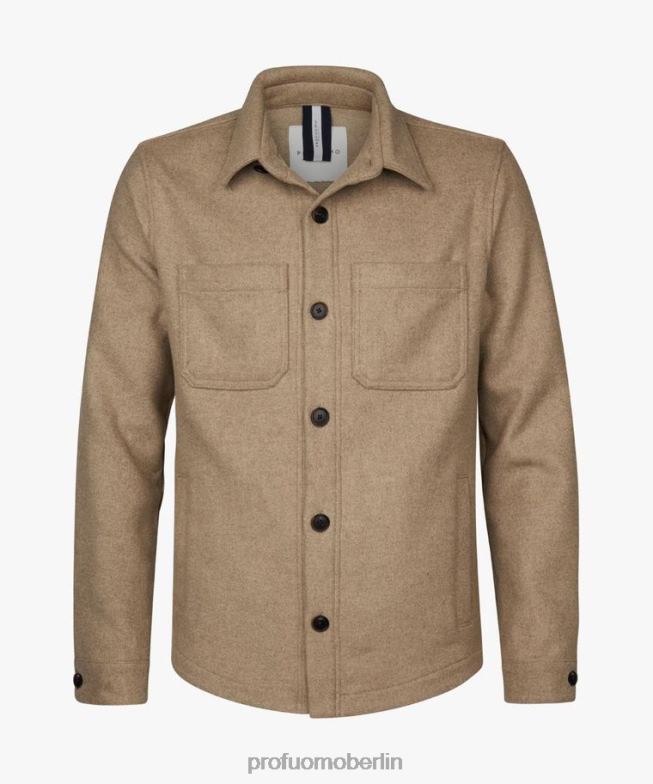Kleidung de Profuomo Männer Wollhemd Beige BR442384