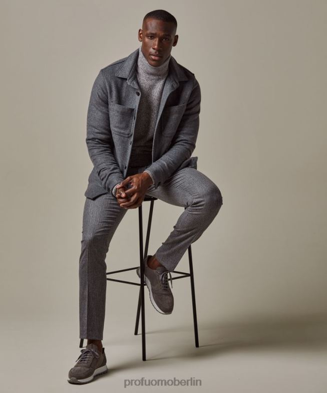 Kleidung de Profuomo Männer Wollhemd grau BR442383