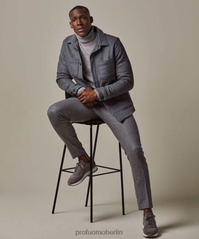 Kleidung de Profuomo Männer Wollhemd grau BR442383