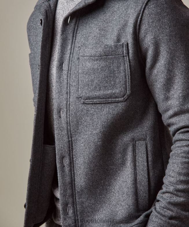 Kleidung de Profuomo Männer Wollhemd grau BR442383