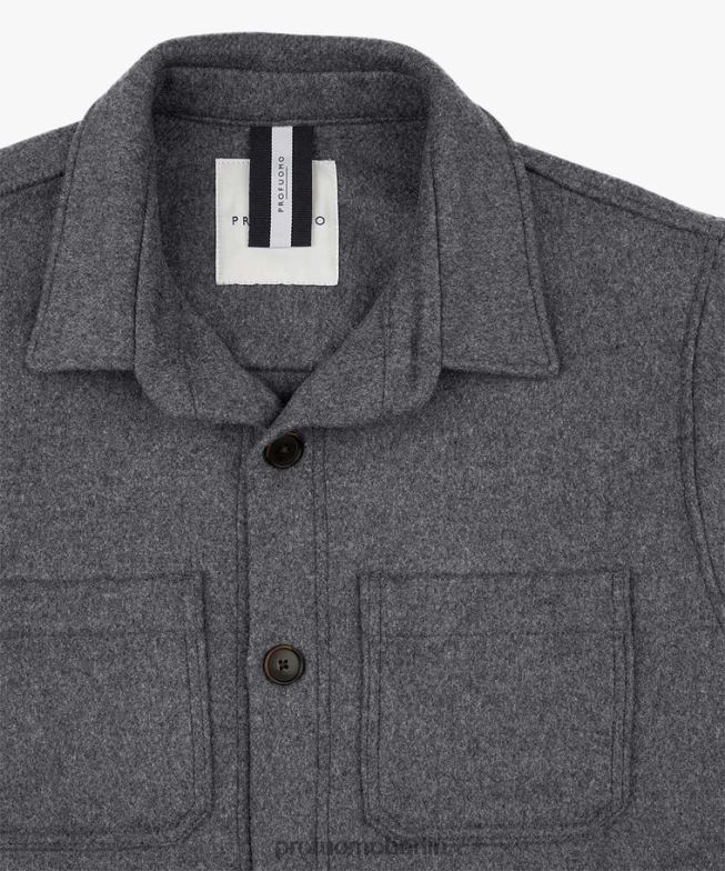 Kleidung de Profuomo Männer Wollhemd grau BR442383