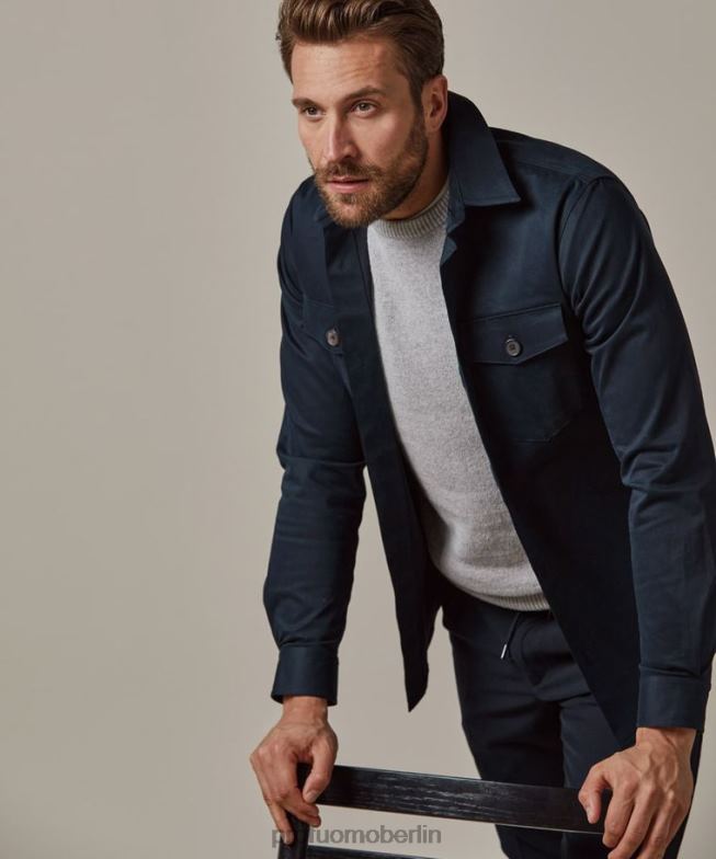 Kleidung de Profuomo Männer Überhemd Marine BR442372