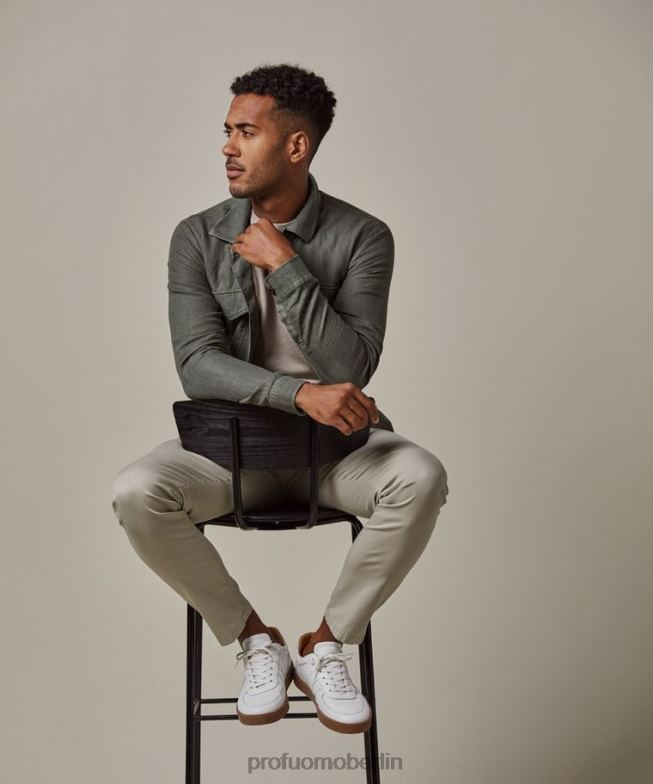 Kleidung de Profuomo Männer Überhemd aus Leinen Grün BR442389