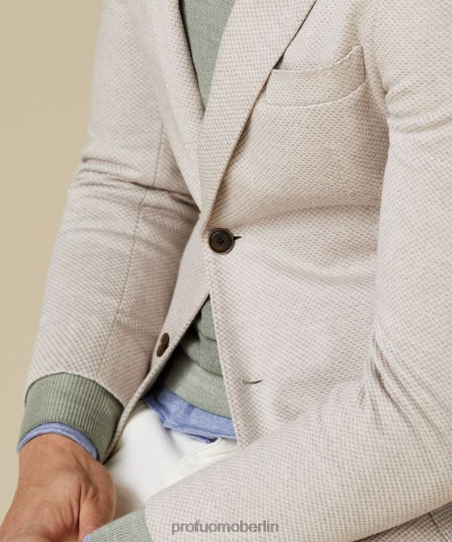 Kleidung de Profuomo Männer Gestrickte Jacke mit Hahnentrittmuster Beige BR442424