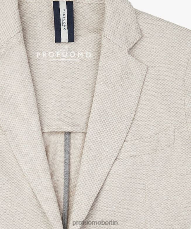 Kleidung de Profuomo Männer Gestrickte Jacke mit Hahnentrittmuster Beige BR442424