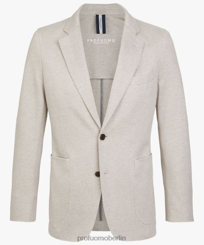 Kleidung de Profuomo Männer Gestrickte Jacke mit Hahnentrittmuster Beige BR442424