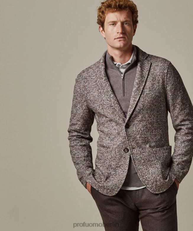 Kleidung de Profuomo Männer Melange-Strickjacke braun BR442419