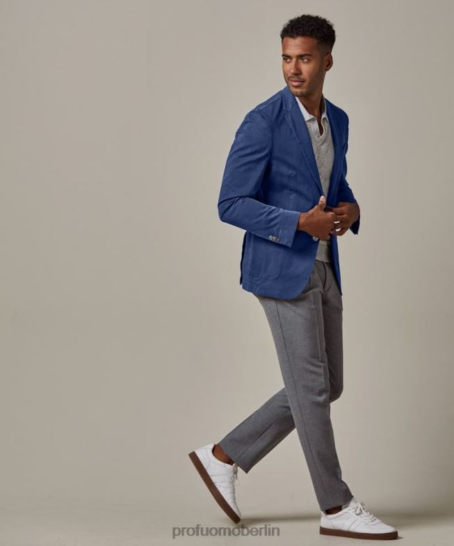 Kleidung de Profuomo Männer Stückgefärbte Jacke Blau BR442421