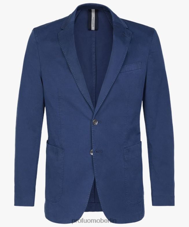 Kleidung de Profuomo Männer Stückgefärbte Jacke Blau BR442421