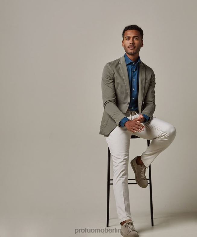 Kleidung de Profuomo Männer Stückgefärbte Jacke Grün BR442422