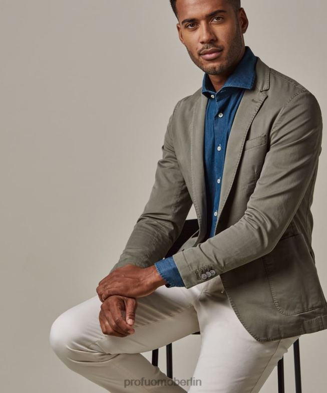 Kleidung de Profuomo Männer Stückgefärbte Jacke Grün BR442422