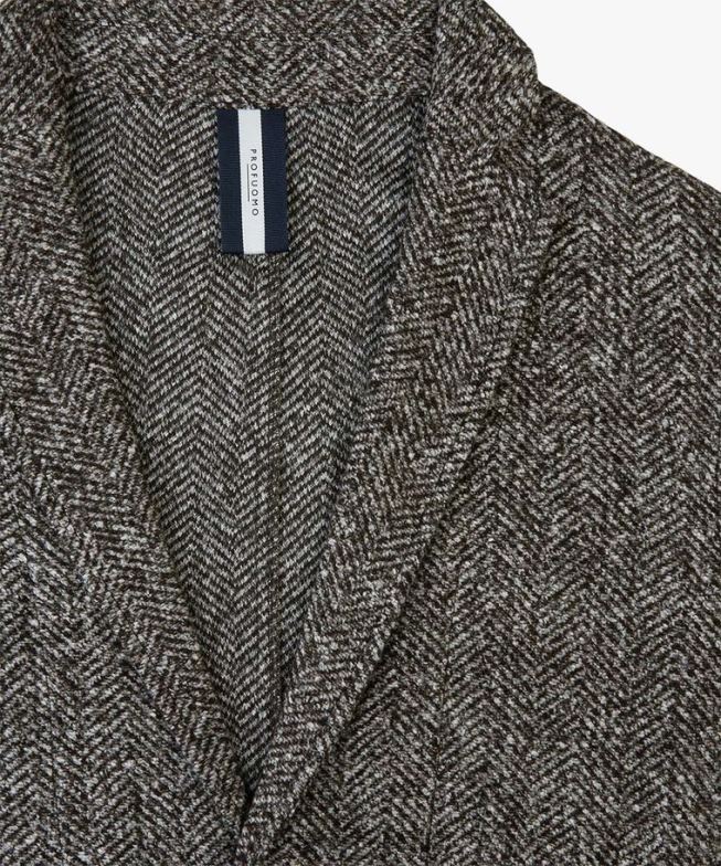 Kleidung de Profuomo Männer Strickjacke mit Fischgrätenmuster braun BR442416